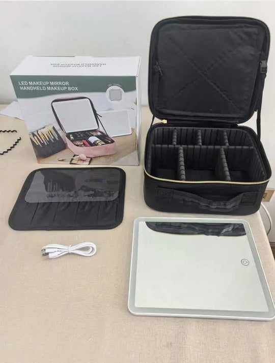 Makeup Organizer bag with Light and Mirror