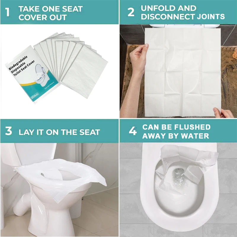 Set of 10 PCS Biodegradable Disposable Toilet Seat Covers