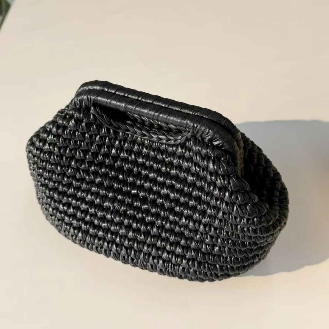 Premium Handmade Metallic Crochet Clutch Bag for Women