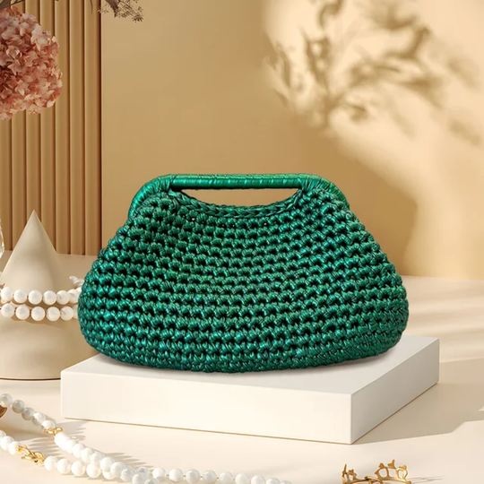 Premium Handmade Metallic Crochet Clutch Bag for Women