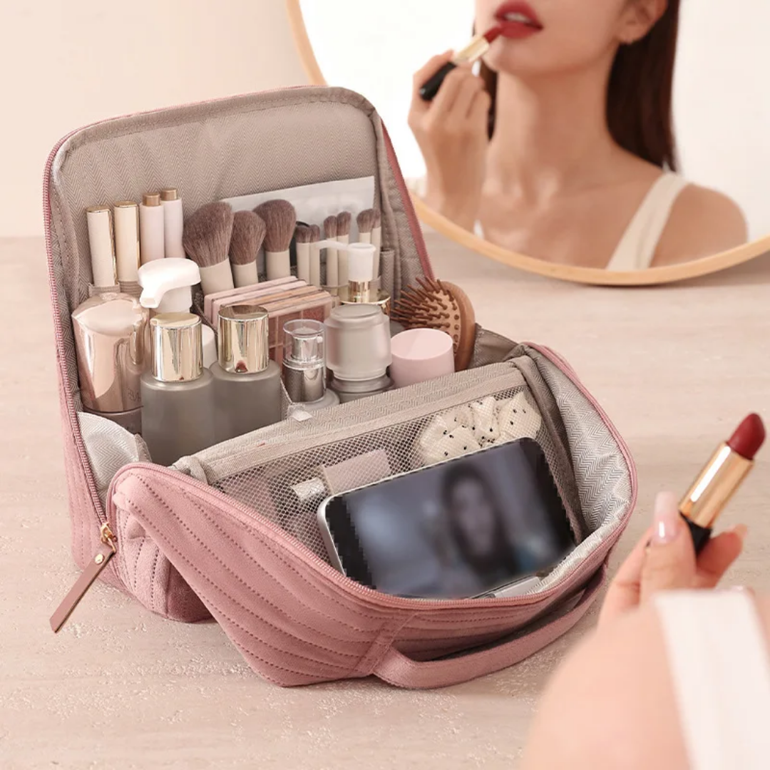 Velvet Cosmetic Organizer – Luxury Travel Makeup & Toiletry Bag