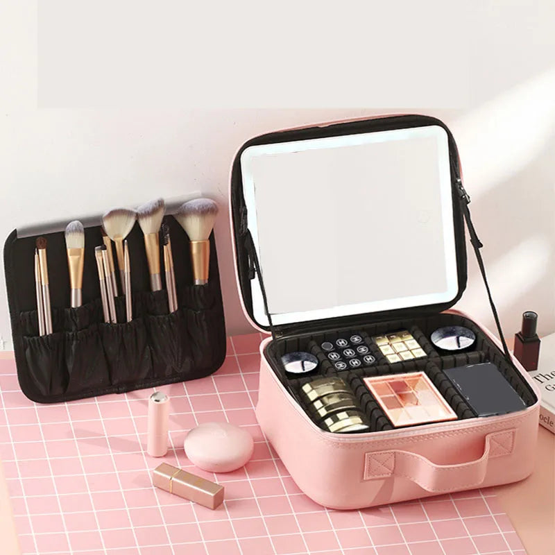 Makeup Organizer bag with Light and Mirror