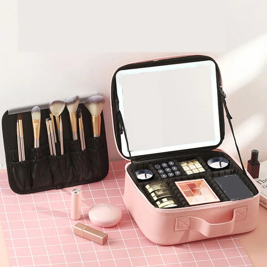 Makeup Organizer bag with Light and Mirror