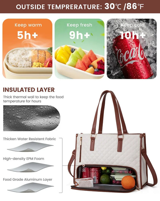 Quilted Laptop & Insulated Lunch Cooler