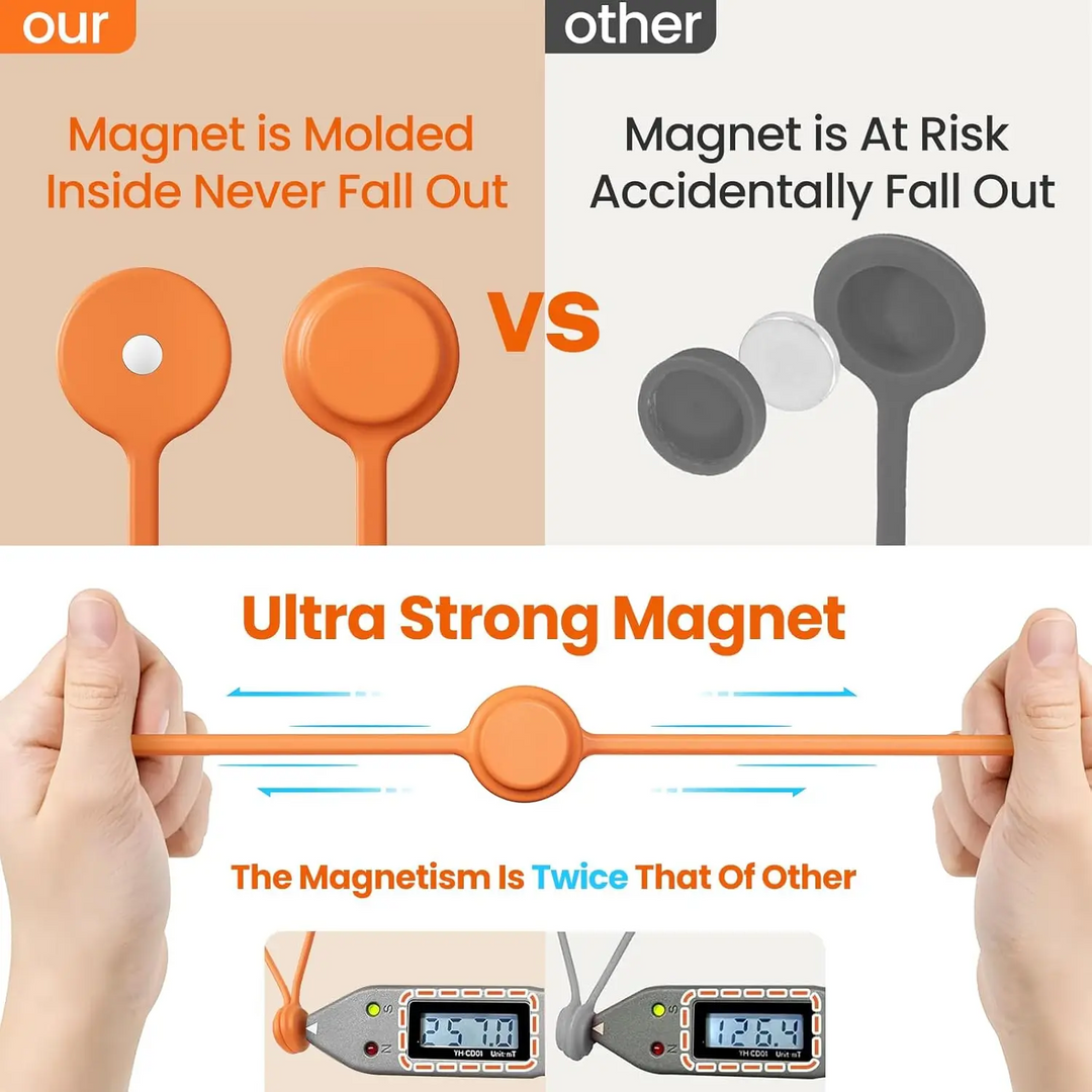 Reusable Silicone Magnetic Cable Tie - Set of 4