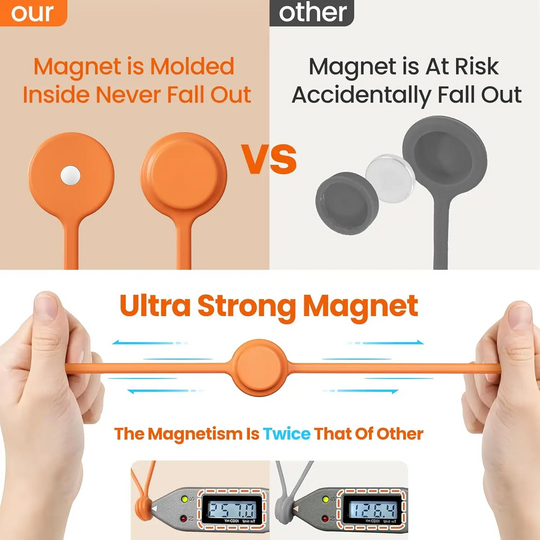 Reusable Silicone Magnetic Cable Tie - Set of 4
