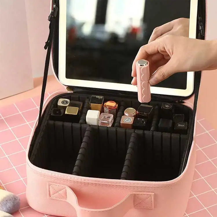 Makeup Organizer bag with Light and Mirror