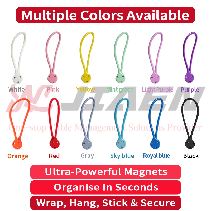 Reusable Silicone Magnetic Cable Tie - Set of 2