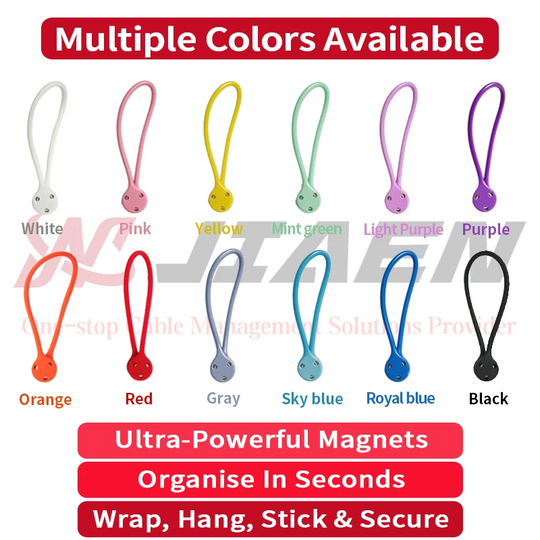 Reusable Silicone Magnetic Cable Tie - Set of 4