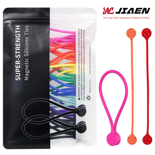 Reusable Silicone Magnetic Cable Tie - Set of 4