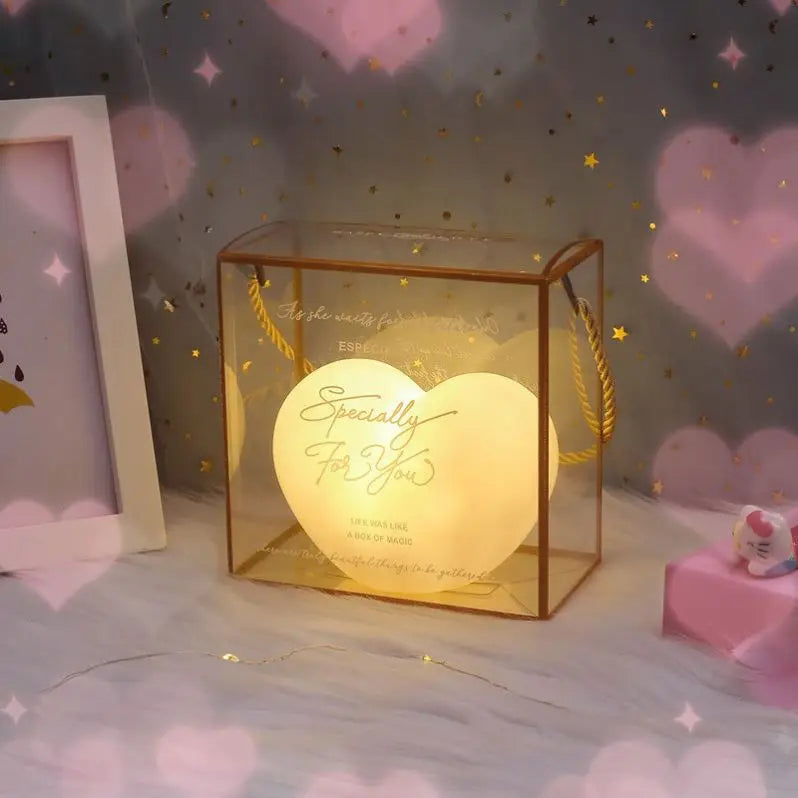 Heart 3D LED Night Light with a clear gift bag