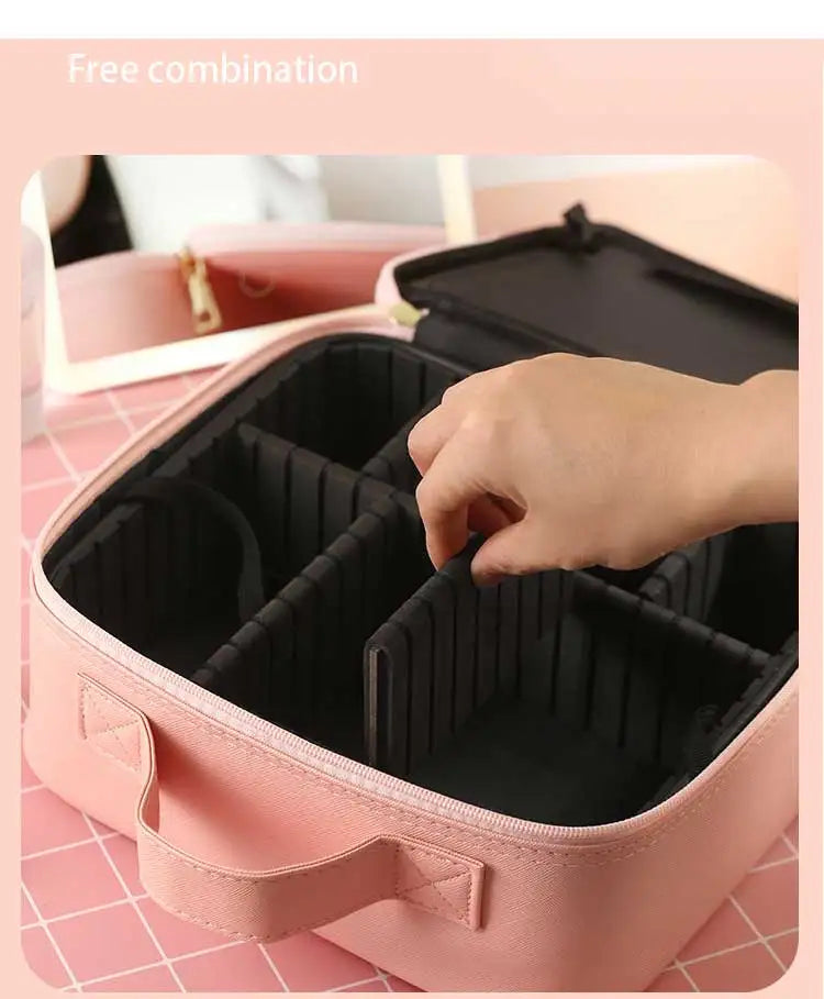 Makeup Organizer bag with Light and Mirror