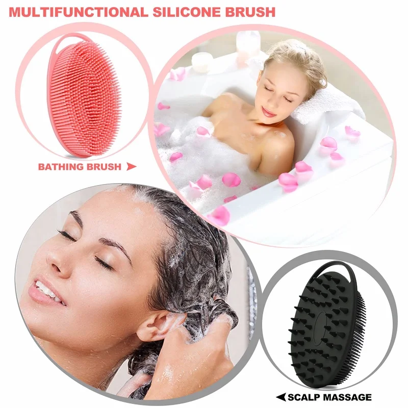 2 in 1 Anti-Bacterial Silicone Body & Hair Scrub Massage Brush