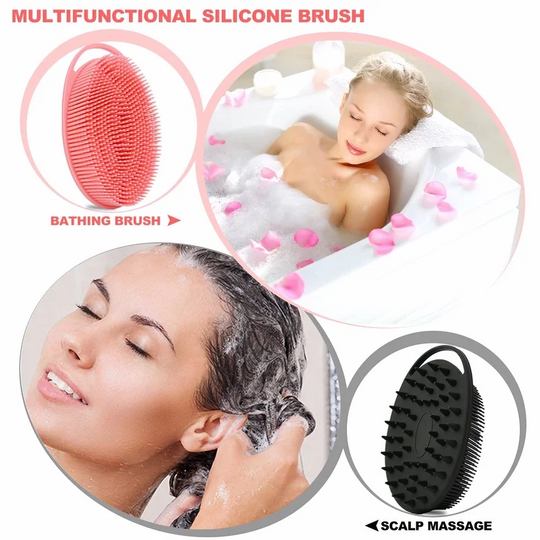 2 in 1 Anti-Bacterial Silicone Body & Hair Scrub Massage Brush