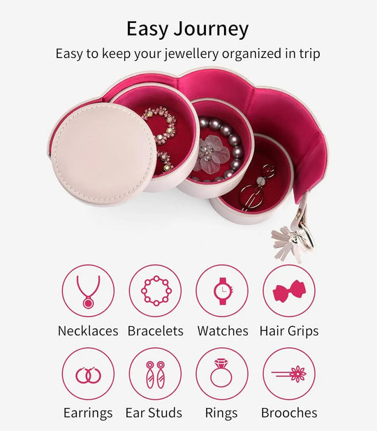 GoTrip Luxe Travel Jewelry Box – 3-Layer Rotating Organizer