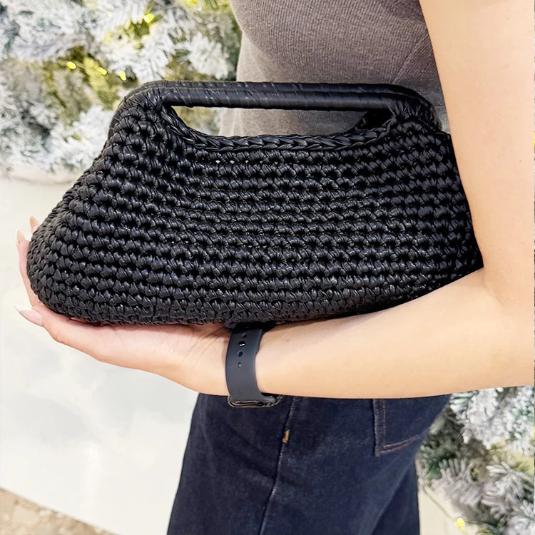 Premium Handmade Metallic Crochet Clutch Bag for Women