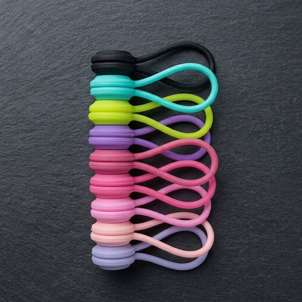 Reusable Silicone Magnetic Cable Tie - Set of 4