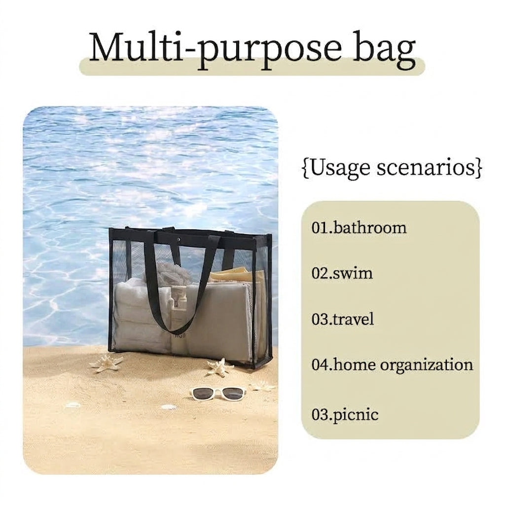 Extra Large Mesh Multi-Purpose Bag – Beach, Travel, Gym & Home Organizer
