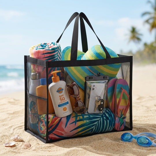 Extra Large Mesh Multi-Purpose Bag – Beach, Travel, Gym & Home Organizer
