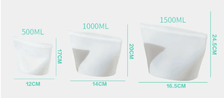 Set of 3 Silicone Food Storage Bags – Leakproof & Reusable