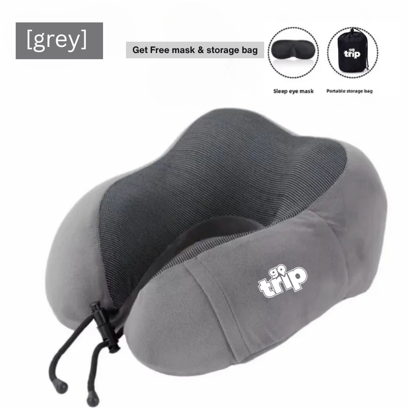 GoTrip Travel Pillow – 100% Memory Foam Comfort (Upgraded)