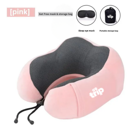 GoTrip Travel Pillow – 100% Memory Foam Comfort (Upgraded)