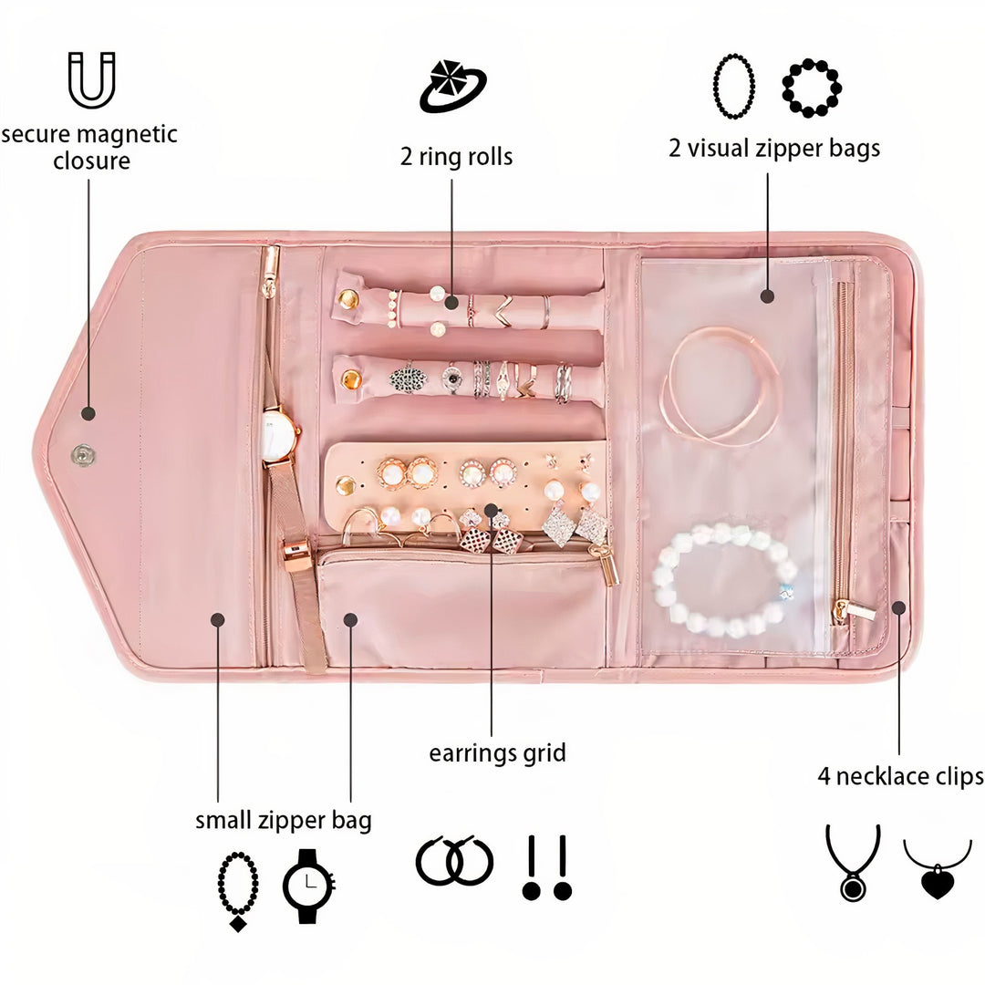 Travel jewelry organizing bag