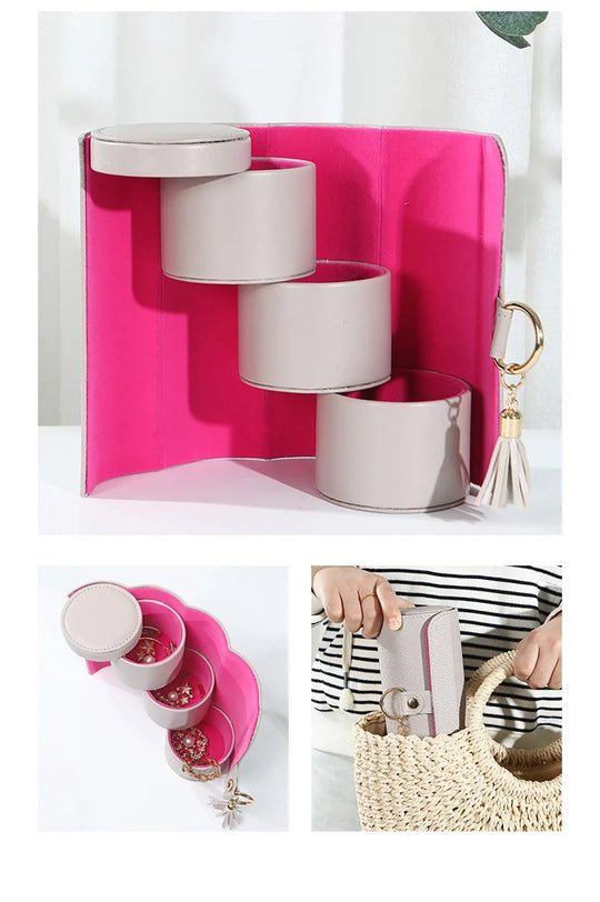 GoTrip Luxe Travel Jewelry Box – 3-Layer Rotating Organizer