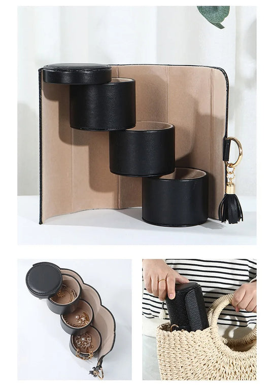 GoTrip Luxe Travel Jewelry Box – 3-Layer Rotating Organizer