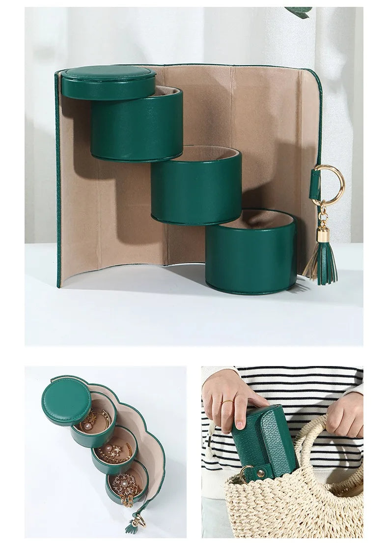 GoTrip Luxe Travel Jewelry Box – 3-Layer Rotating Organizer