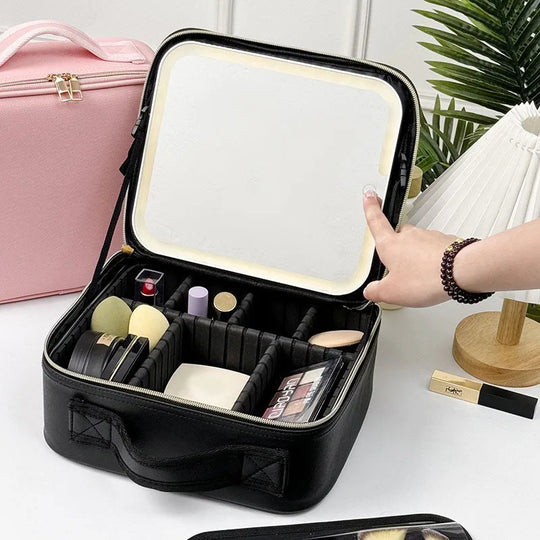 Makeup Organizer bag with Light and Mirror