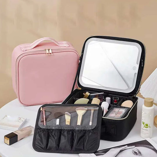 Makeup Organizer bag with Light and Mirror