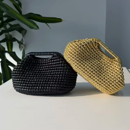 Premium Handmade Metallic Crochet Clutch Bag for Women