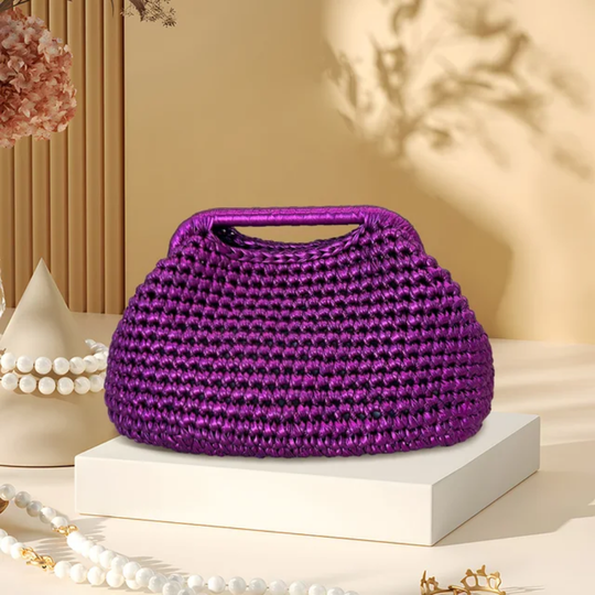Premium Handmade Metallic Crochet Clutch Bag for Women