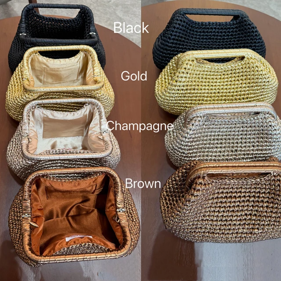 Premium Handmade Metallic Crochet Clutch Bag for Women