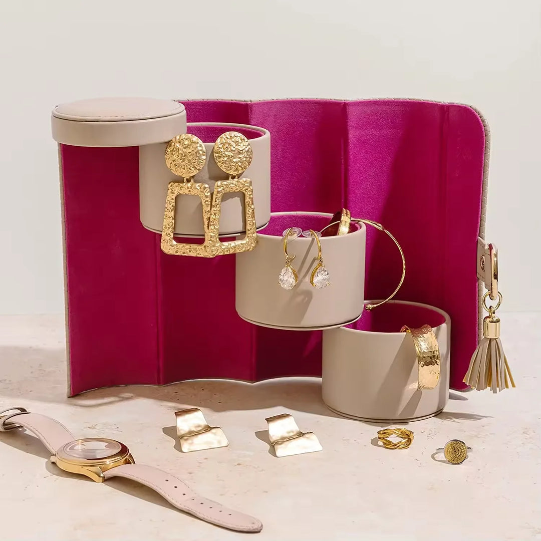 GoTrip Luxe Travel Jewelry Box – 3-Layer Rotating Organizer