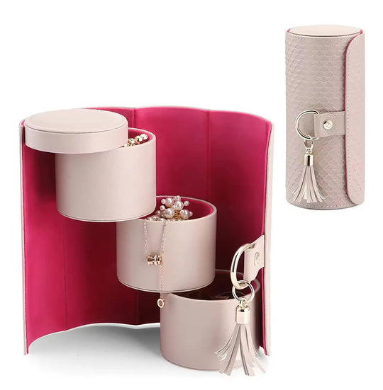 GoTrip Luxe Travel Jewelry Box – 3-Layer Rotating Organizer